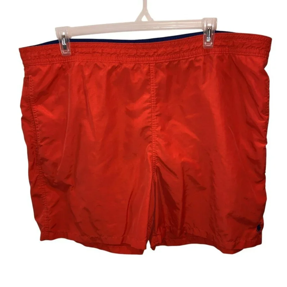 Polo Ralph Lauren Men Size 2XB Big Orange Lined Pockets Swim Shorts Trunks